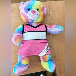 Build a bear rainbow colors with cheerleader outfit lot of 3 pieces plush toys